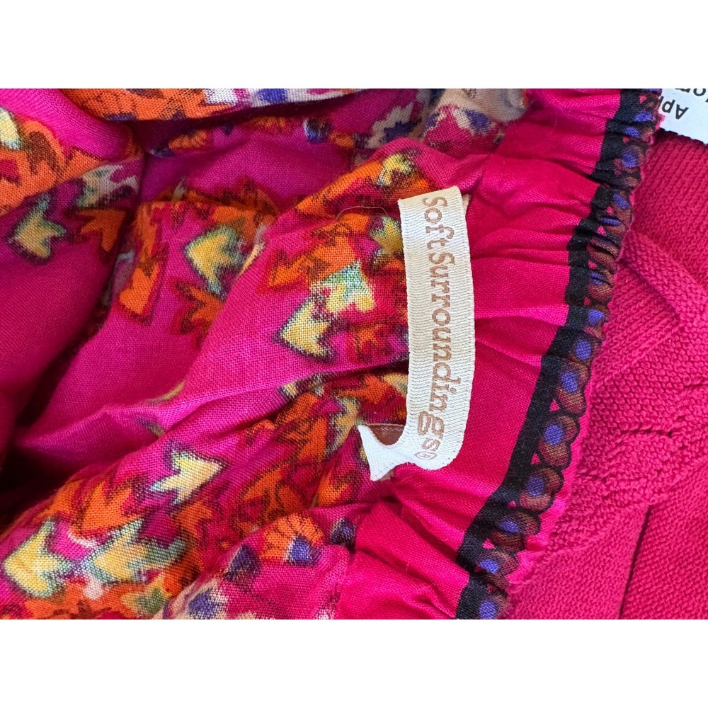 Soft Surroundings Maxi Skirt Pink Orange Paisley Floral Tassel Boho L Large - Picture 8 of 8